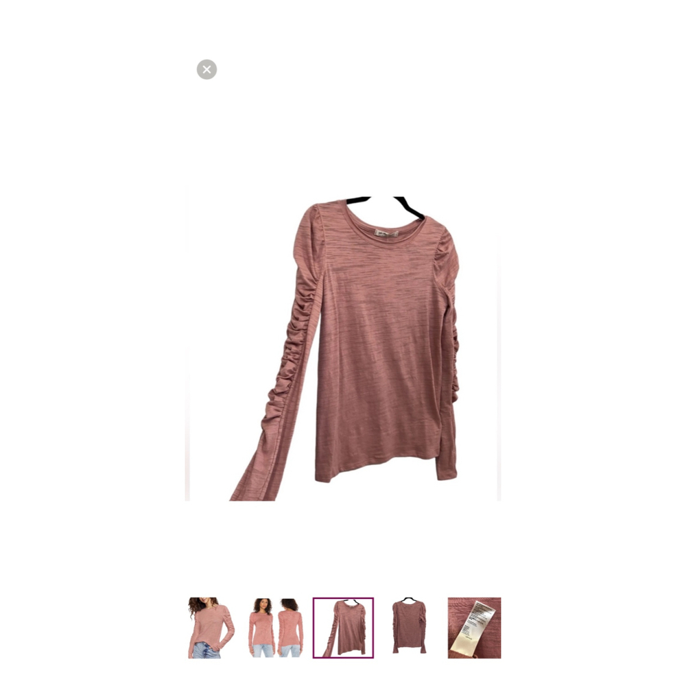 Free People Women's Long Sleeve Ruched Tee Top Size S Pink - Picture 4 of 7